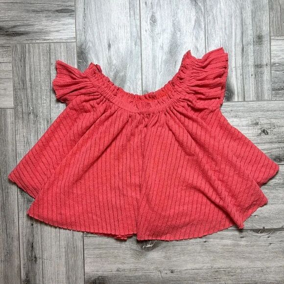 Free People Tops - Free People Beach Women's Coral Like It Shake It Ruffle swing Crop Top Size XS